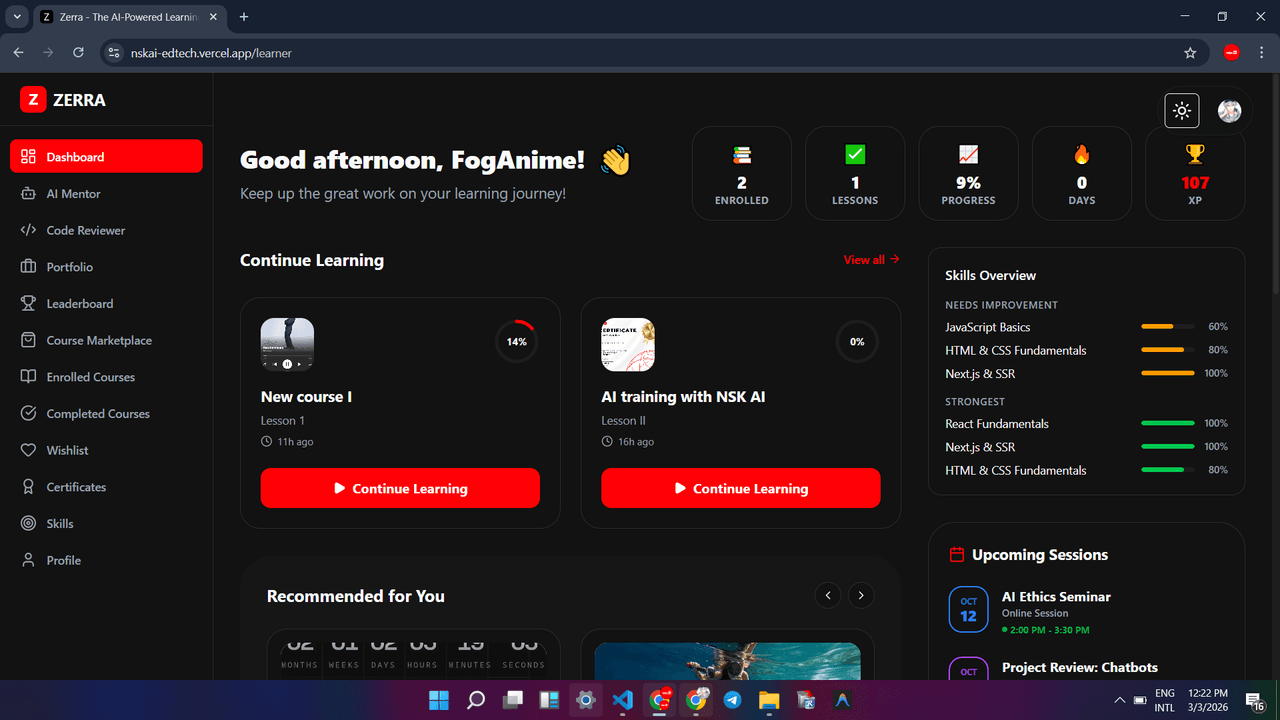 Zerra Dashboard Showcase Dark